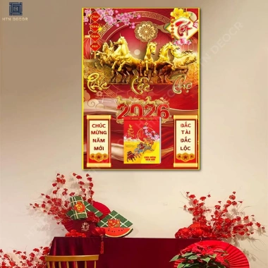 Lịch Tết 2.026 Bính Ngọ Tráng Gương Mã Thành Công Thiết Kế Theo Yêu Cầu Quà Tặng Doanh Nghiệp Quà Tết