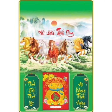 Lịch Tết 2.026 + Bloc 2.026 – Tranh lịch gỗ 40x60cm, mã Đáo Thành Công, chỉ 175k