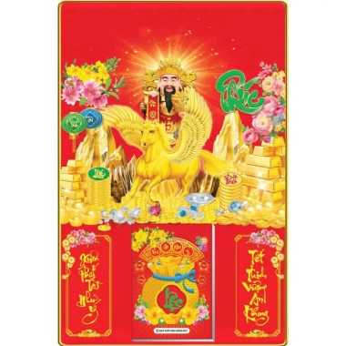 Lịch Tết 2.026 + Bloc 2.026 – Tranh lịch gỗ 40x60cm, mã Đáo Thành Công, chỉ 175k