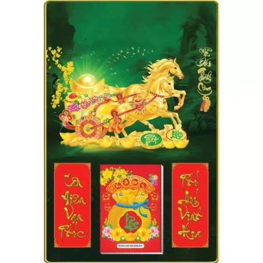 Lịch Tết 2.026 + Bloc 2.026 – Tranh lịch gỗ 40x60cm, mã Đáo Thành Công, chỉ 175k