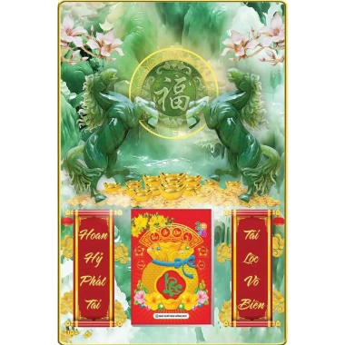 Lịch Tết 2.026 + Bloc 2.026 – Tranh lịch gỗ 40x60cm, mã Đáo Thành Công, chỉ 175k
