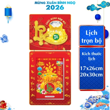 Lịch Tết 2.026 Bloc Siêu Đại 17x26-20x30 cm Chữ Lộc Laminate Giá ưu đãi 238k