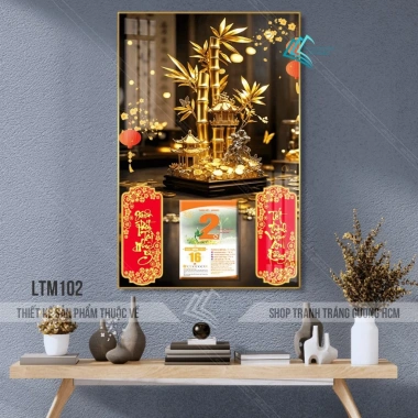 Lịch Tết 2.026 Cây Tre Tráng Gương 40x60cm Bo Viền - Treo Tường, Tặng Bloc Lịch Bính Ngọ