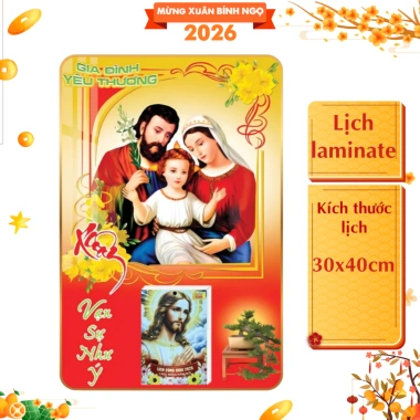 Lịch Tết 2.026 Chủ Đề Công Giáo Treo Tường Laminate Tráng Gương 30x40cm - Giá Ưu Đãi 135.900₫