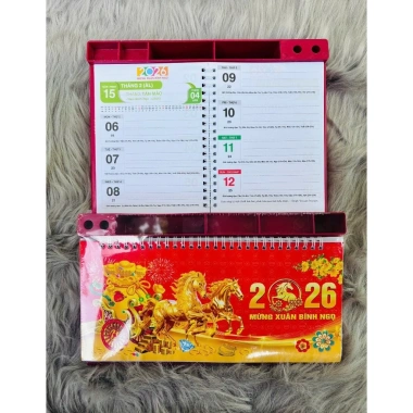Lịch Tết 2.026 Đế Nhựa Dáng Ngang - Lịch Để Bàn Văn Phòng & Gia Đình, Giá Ưu Đãi 71.100₫
