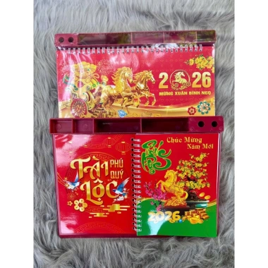 Lịch Tết 2.026 Đế Nhựa Dáng Ngang - Lịch Để Bàn Văn Phòng & Gia Đình, Giá Ưu Đãi 71.100₫