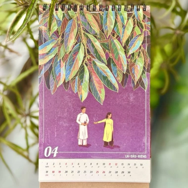 Lịch Tết 2.026 giấy kraft để bàn Sân khấu miền Nam minh hoạ cải lương quà Tết Bính Ngọ chỉ 99.000₫