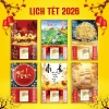 Lịch Tết 2.026 gỗ tráng gương 30x40cm viền vàng - Nhiều mẫu nhỏ, tặng Bloc trung