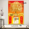 Lịch Tết 2.026 gỗ tráng gương 30x40cm viền vàng - Nhiều mẫu nhỏ, tặng Bloc trung 2