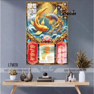 Lịch Tết 2.026 Gỗ tráng gương cá chép hiện đại viền bo cao cấp tặng bloc lịch 105.600₫