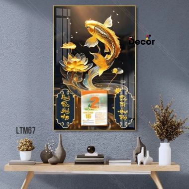 Lịch Tết 2.026 Gỗ tráng gương cá chép hiện đại viền bo cao cấp tặng bloc lịch 105.600₫
