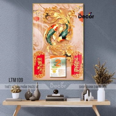 Lịch Tết 2.026 Gỗ tráng gương cá chép hiện đại viền bo cao cấp tặng bloc lịch 105.600₫