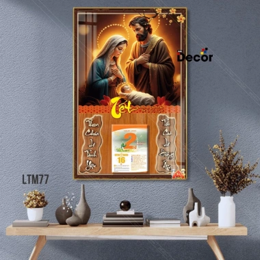 Lịch Tết 2.026 gỗ tráng gương Công Giáo bo viền cao cấp - tặng Bloc Đại, giá ưu đãi 105.600 VND