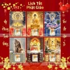 Lịch Tết 2.026 Gỗ Tráng Gương Phật Giáo - Quan Âm, Thích Ca, A Di Đà, Địa Tạng + Tặng Bloc Đại
