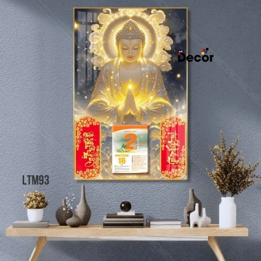 Lịch Tết 2.026 Gỗ Tráng Gương Phật Giáo - Quan Âm, Thích Ca, A Di Đà, Địa Tạng + Tặng Bloc Đại