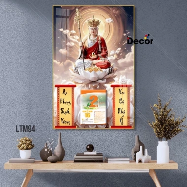 Lịch Tết 2.026 Gỗ Tráng Gương Phật Giáo - Quan Âm, Thích Ca, A Di Đà, Địa Tạng + Tặng Bloc Đại