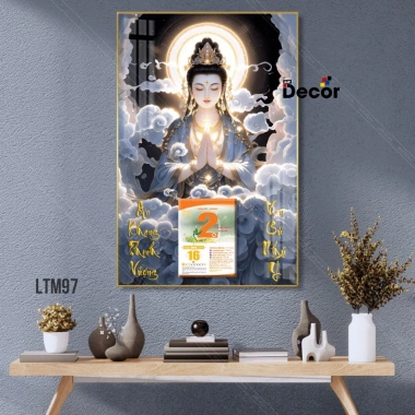 Lịch Tết 2.026 Gỗ Tráng Gương Phật Giáo - Quan Âm, Thích Ca, A Di Đà, Địa Tạng + Tặng Bloc Đại