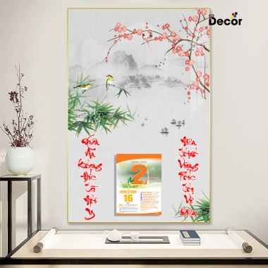 Lịch Tết 2.026 Gỗ tráng gương Thuỷ Mặc Sơn Thuỷ viền vàng cao cấp Tặng Bloc đại 10 Lịch Tết 2.026 Gỗ tráng gương Thuỷ Mặc Sơn Thuỷ viền vàng cao cấp Tặng Bloc đại 10