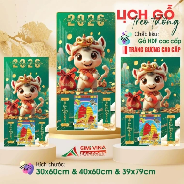 Lịch Tết 2.026 Gỗ Tráng Gương Treo Tường IMWI GIMIVINA Ngựa May Mắn Tài Lộc - Giá 100k Giảm 21%