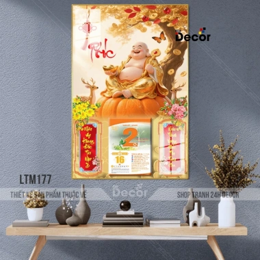 Lịch Tết 2.026 - Lịch gỗ tráng gương Phật Di Lặc bo viền cao cấp, tặng Bloc, giá ưu đãi 105.600₫