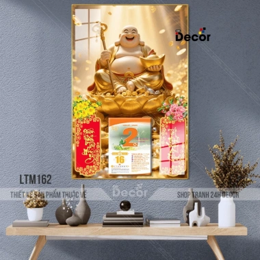 Lịch Tết 2.026 - Lịch gỗ tráng gương Phật Di Lặc bo viền cao cấp, tặng Bloc, giá ưu đãi 105.600₫