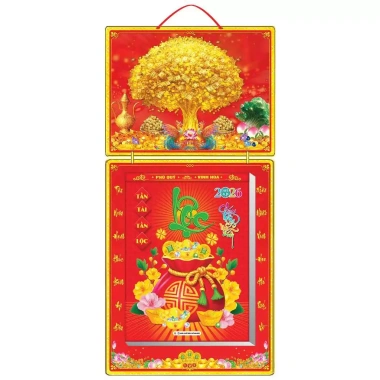 Lịch Tết 2.026 mẫu 02 – Bộ bìa gấp giữa KT 39x79cm, tráng gương, bọc viền, bloc 30x40cm, chỉ 412.500đ 5