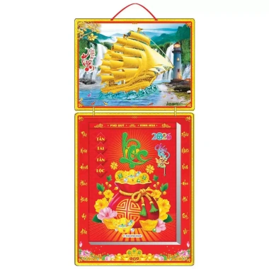 Lịch Tết 2.026 mẫu 02 – Bộ bìa gấp giữa KT 39x79cm, tráng gương, bọc viền, bloc 30x40cm, chỉ 412.500đ 7