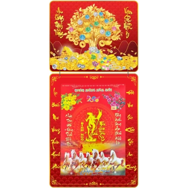 Lịch Tết 2.026 Phú Quý Vinh Hoa Vạn Sự Đại Cát Trọn Bộ Đầu Treo Laminate Bloc 17x26 - 20x30 cm Giá ưu đãi 238,100 VND