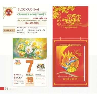 Lịch Tết 2.026 Siêu Bloc 25x35cm - Kèm hộp đựng và túi giấy, giá chỉ 200.000
