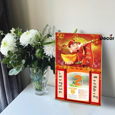 Lịch Tết 2.026 Tráng Gương Để Bàn 20x30cm Viền Vàng Cao Cấp, Nhiều Mẫu Tặng Bloc