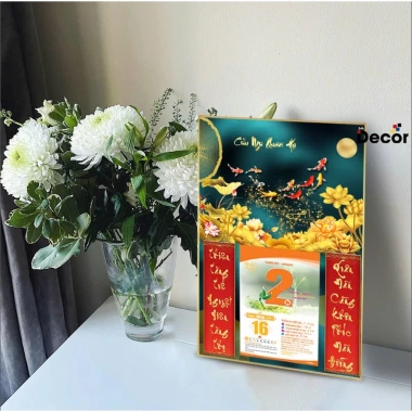Lịch Tết 2.026 Tráng Gương Để Bàn 20x30cm Viền Vàng Cao Cấp, Nhiều Mẫu Tặng Bloc