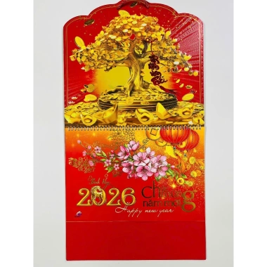 Lịch Tết 2.026 Treo Tường 12 Tờ 30x40cm Mỗi Tháng 1 Tờ Lộc Tài Như Ý Giá ưu đãi 75.000đ