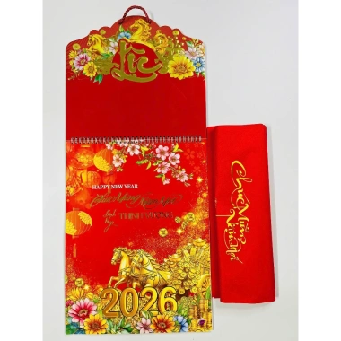 Lịch Tết 2.026 Treo Tường 12 Tờ 30x40cm Mỗi Tháng 1 Tờ Lộc Tài Như Ý Giá ưu đãi 75.000đ
