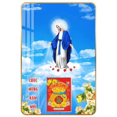 LỊCH TẾT 2.026 Treo Tường 2 Mẫu Đức Mẹ Maria Laminate Tráng Gương 40x60 cm 224k