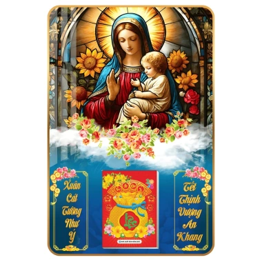 LỊCH TẾT 2.026 Treo Tường 2 Mẫu Đức Mẹ Maria Laminate Tráng Gương 40x60 cm 224k