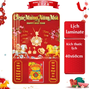 Lịch Tết 2.026 Treo Tường Laminate Tráng Gương 40x60 Chủ Đề Đá Quý - Giá 224.000đ