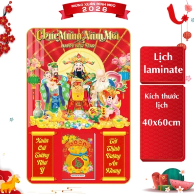 LỊCH TẾT 2.026 Treo Tường Laminate Tráng Gương 40x60 cm - 13 Mẫu Phúc Lộc Thọ Giá Ưu Đãi 224k