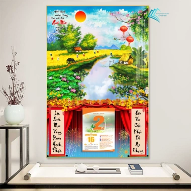 Lịch Tết 2.026 Treo Tường Quê Hương 30x40cm - Bo viền cao cấp, Tặng Bloc 10,5x14,5cm - Giá 93.000đ