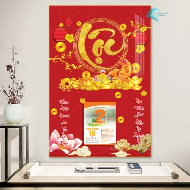 Lịch Tết 2.026 Treo Tường Thư Pháp 40x60cm Bo Viền - Tặng Bloc Lịch, Giá 159.600₫ 3