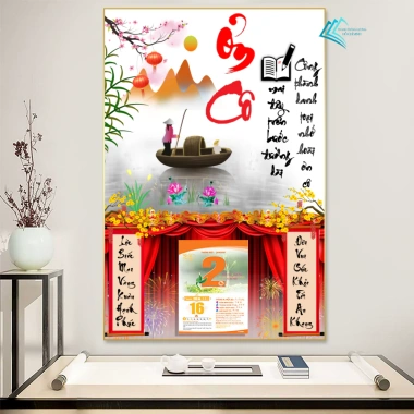 Lịch Tết 2.026 Treo Tường Thư Pháp 40x60cm Bo Viền - Tặng Bloc Lịch, Giá 159.600₫ 8