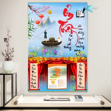 Lịch Tết 2.026 Treo Tường Thư Pháp 40x60cm Bo Viền - Tặng Bloc Lịch, Giá 159.600₫ 9