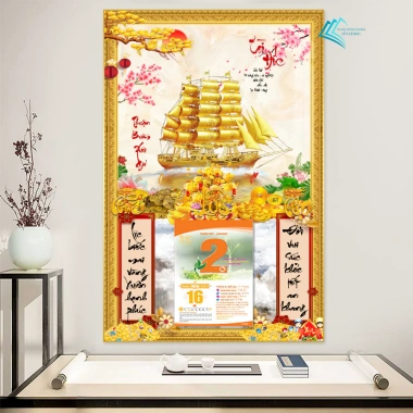 Lịch Tết 2.026 Treo Tường Thuận Buồm Xuôi Gió 30x40cm và Bloc 10,5x14,5cm Bo Viền - Giá 93.000đ 3