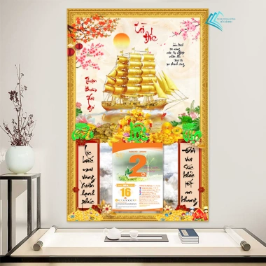 Lịch Tết 2.026 Treo Tường Thuận Buồm Xuôi Gió 30x40cm và Bloc 10,5x14,5cm Bo Viền - Giá 93.000đ 4