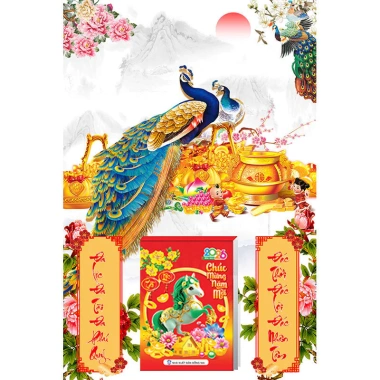 Lịch Tết Khổ Nhỏ 30x40cm Treo Tường Tráng Gương 2.026 - Tặng Bloc Trung 10,5x14,5cm