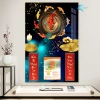 Lịch Tết tráng gương 2.026 Cửu Ngư Quần Hội 40x60cm - Treo tường, khung viền bo, tặng Bloc 4
