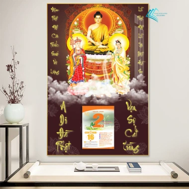 Lịch Tết Tráng Gương 2.026 - Treo Tường Phật Giáo 40x60cm Bo viền, Tặng Bloc lịch, Giá 159.600₫