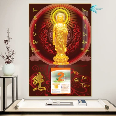 Lịch Tết Tráng Gương 2.026 - Treo Tường Phật Giáo 40x60cm Bo viền, Tặng Bloc lịch, Giá 159.600₫