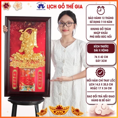 Lịch Tết Treo Tường 2.025 3D Phong Thủy Thế Gia 76x42cm Mẫu D02 Giá chỉ 362.700₫
