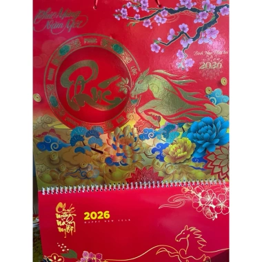 Lịch Tết treo tường 2.026 lò xo âm dương 13 tờ - KT cả bìa 38x70cm - Giá chỉ 70.000đ 3