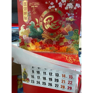 Lịch Tết treo tường 2.026 lò xo âm dương 13 tờ - KT cả bìa 38x70cm - Giá chỉ 70.000đ 5